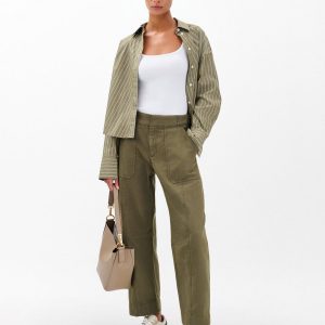 Anita Cropped Cotton Pants - Olive