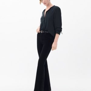 Dahlia Flare Velvet Pants - Black Velvet