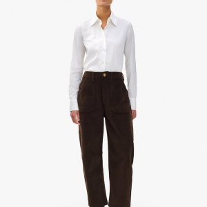 Charlie Ankle Barrel Corduroy Pants - Dark Brown