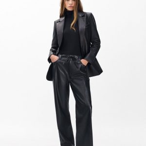 Phoebe Faux Leather Pants - Black