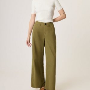 Evie Cotton Pant - Army Green / Green