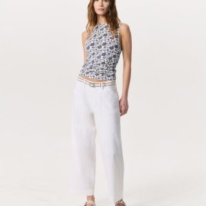 Banks Ankle-Length Linen-Blend Pants - White
