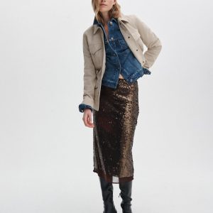 Lucy Sequined Skirt - Coffee
