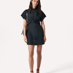 Gretchen Mini Shirt Dress - Black