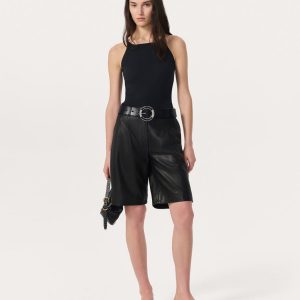 Irina Leather Shorts - Black