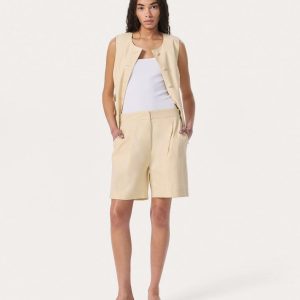 Leona Linen-Blend Shorts - Light Tan