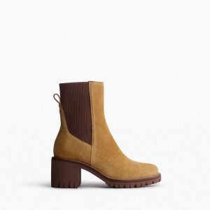 Corey Heeled Suede Chelsea Boots - Caramel Suede