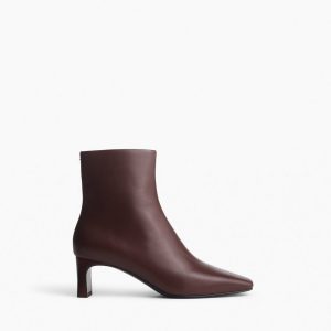 Avery Zip Leather Ankle Boots - Mocha