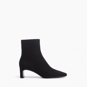 Avery Zip Suede Ankle Boots - Black Suede