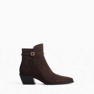 Joni Suede Buckle Boots - Dark Espresso Suede