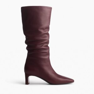Astor Leather Slouch Boots - Bordeaux