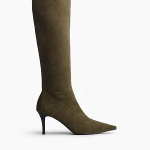 Mercer Suede Knee-High Boots - Olive Night Suede