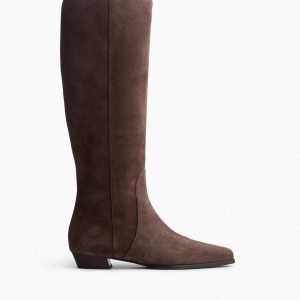 Joni Italian Suede Knee-High Boots - Dark Espresso Suede