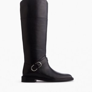 Hayden Leather Riding Boots - Black Wide Calf