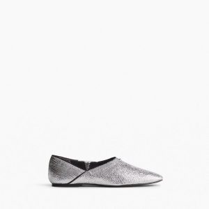 Sadie Leather Flats - Silver