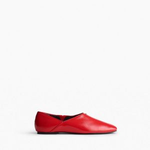 Sadie Leather Flats - Fiery Red