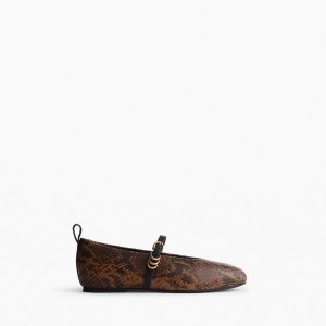 Spire Leather Mary Janes - Brown Snake