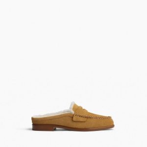 Carter Suede Shearling Mules - Caramel Suede Shearling