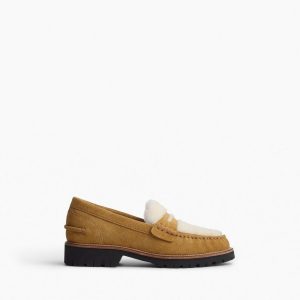Corey Suede Shearling Loafers - Caramel Suede Shearling