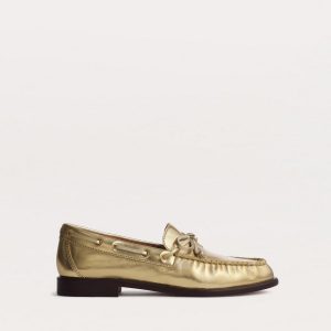 Carter Metallic Leather Boat Shoes - Gold