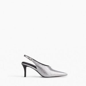 Mercer Leather Slingbacks - Silver