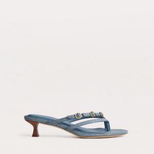 Sammie Kitten Heels - Light Wash Denim