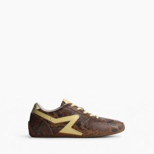 Ultra Slim Retro Runner Sneakers - Mocha Snake