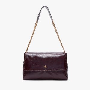 Chelsea Large Leather Flap Bag - Blackberry