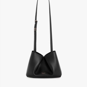 Bloom Medium Calf Leather Crossbody Bag - Black