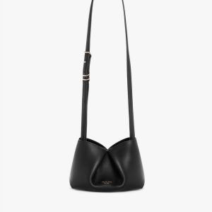 Bloom Small Calf Leather Crossbody Bag - Black