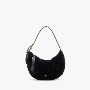 Mercer Small Shearling Hobo - Black