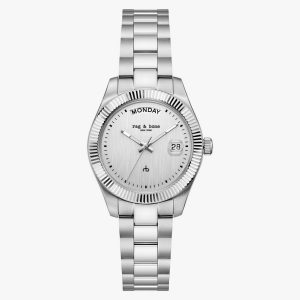 Lex Day Date Bracelet Watch, 34mm - Silver
