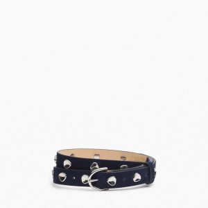 Brynn Studded Italian Suede Belt - Navy Suede