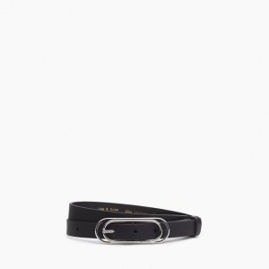 Duo Rounded Rebound Leather Belt - Black