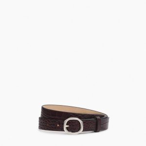 Small Audrey Leather Belt - Bordeaux Croc