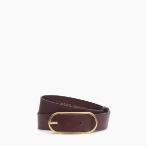 Rounded Rebound Leather Belt - Bordeaux