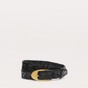 Gemma Woven Leather Belt - Black