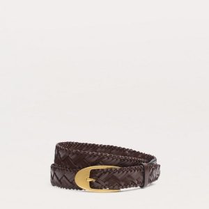 Gemma Woven Leather Belt - Dark Espresso
