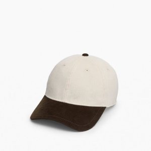Harlow Corduroy Baseball Cap - Ecru Olive Corduroy