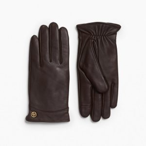 Joni Cashmere-Lined Leather Gloves - Dark Espresso