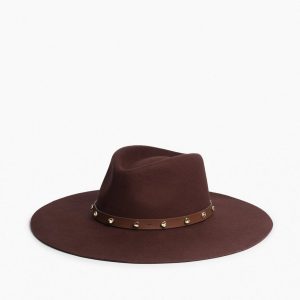 Brynn Studded Wool Fedora - Dark Espresso