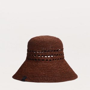 Daisie Rollable Raffia Bucket Hat - Toffee