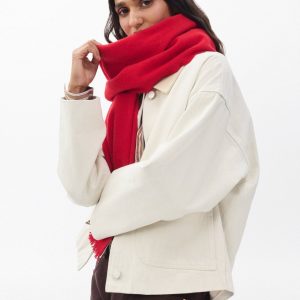 Mila Textured Italian Cashmere Scarf - Fiery Red