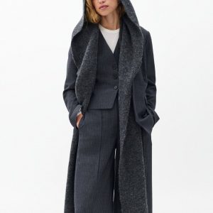 Jordyn Hooded Scarf - Charcoal