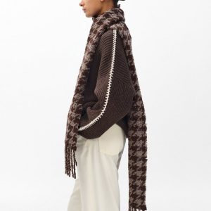 Nora Houndstooth Scarf - Dark Espresso Multi