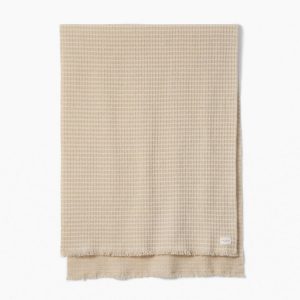 Joni Waffle-Knit Wool Scarf - Oatmeal