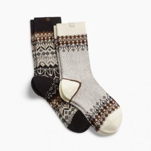 Two-Pack Fair Isle Socks - Black Ivory