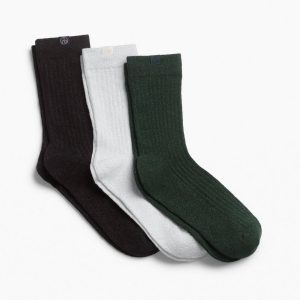 Three-Pack rb Glitter Socks - Green Black White
