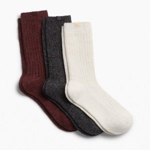 Three-Pack Hiking Socks - Black Bordeaux Ivory
