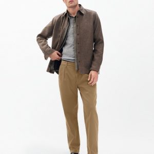 Evan Pleated Stretch Twill Chinos - Bark